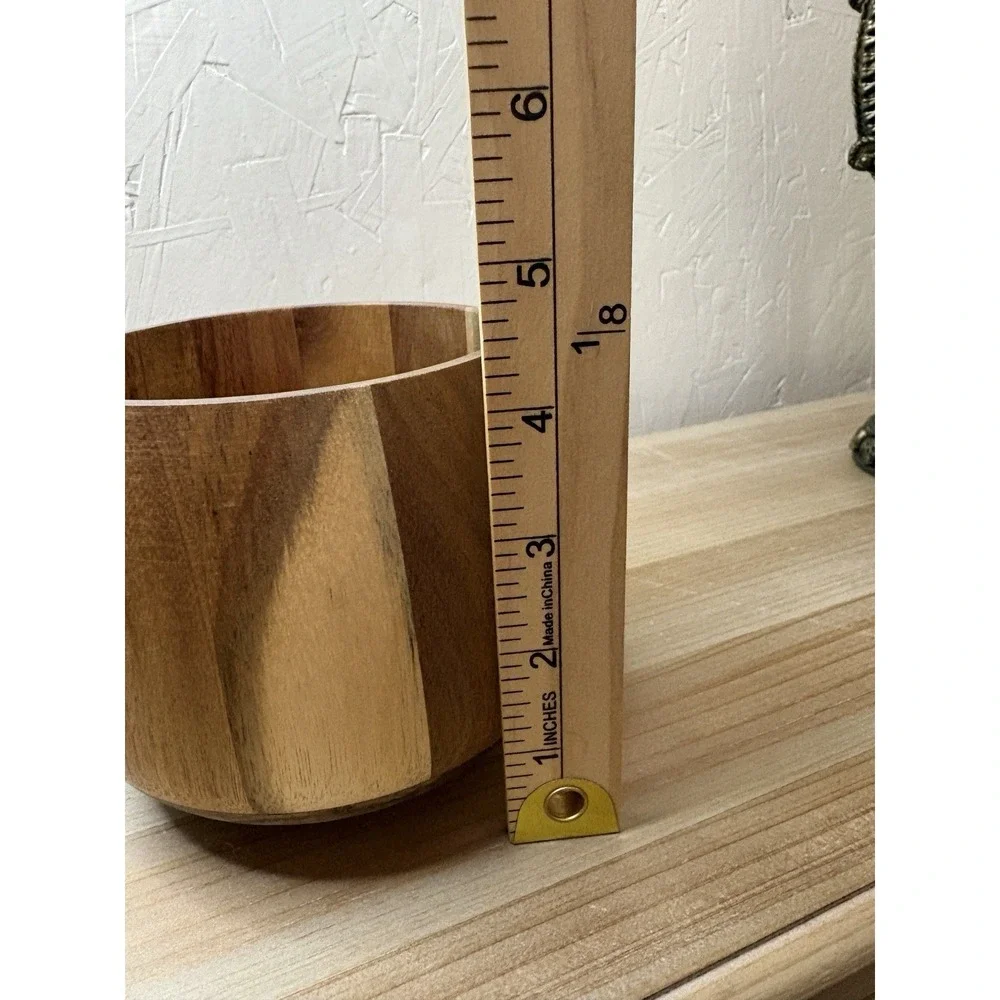 Vintage Acacia‎ Wood Calabash Bowl Small Scandi Danish Minimalist Natural Grain